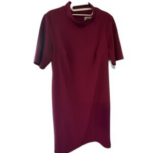 Shelby & Palmer Burgundy Mock Neck Sheath Dress Size 10